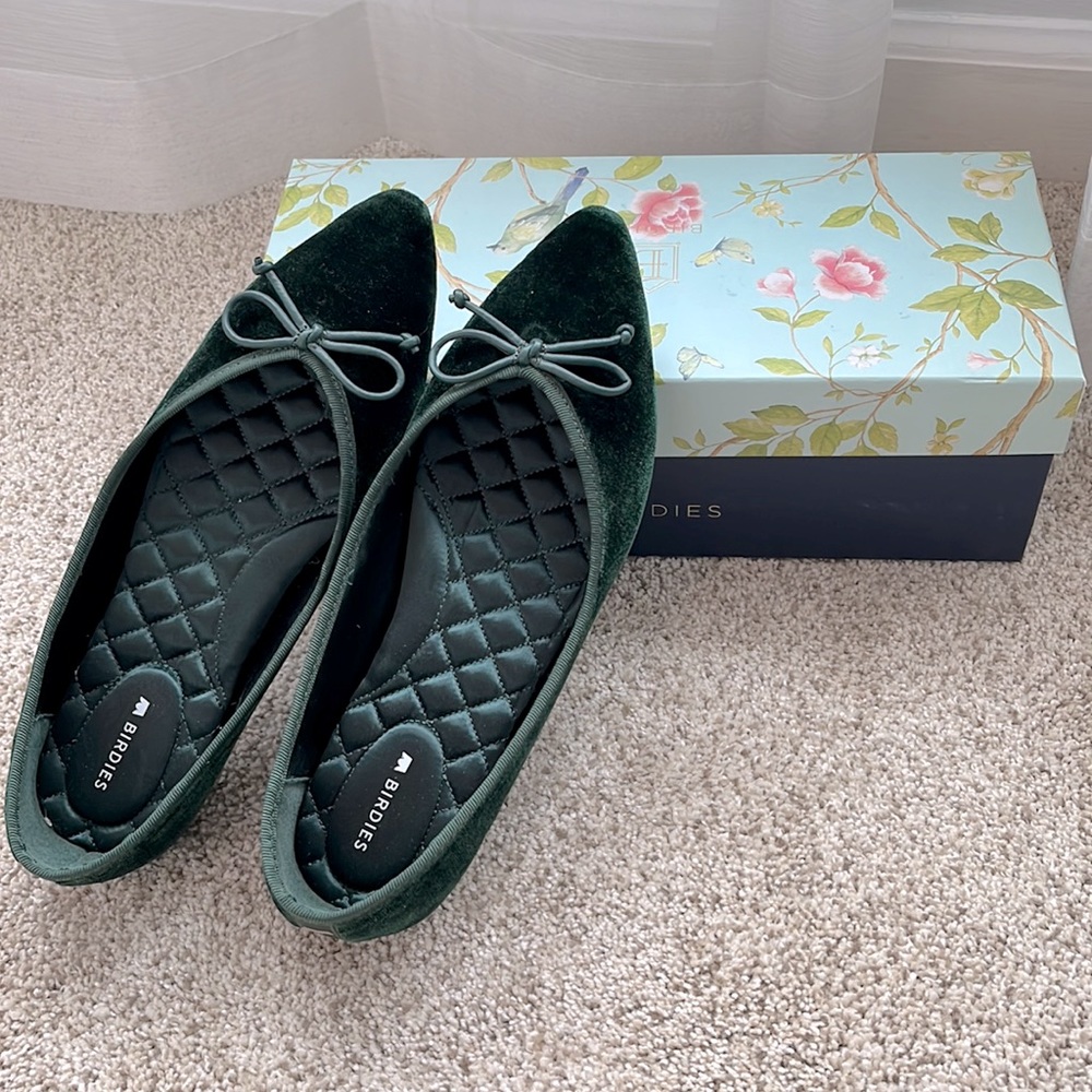 Birdies “The Goldfinch” flats - Velvet Hunter Green
